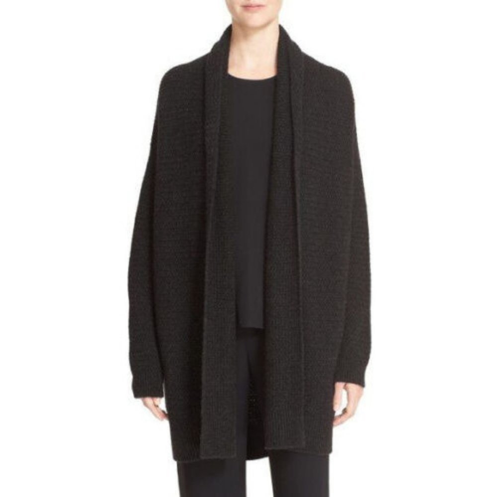 VINCE Black Basketweave Stitch Wool & Yak Cardigan New without Tags XS